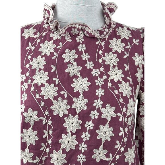 Floral Embroidered Blouse - Purple - Picture 4 of 12
